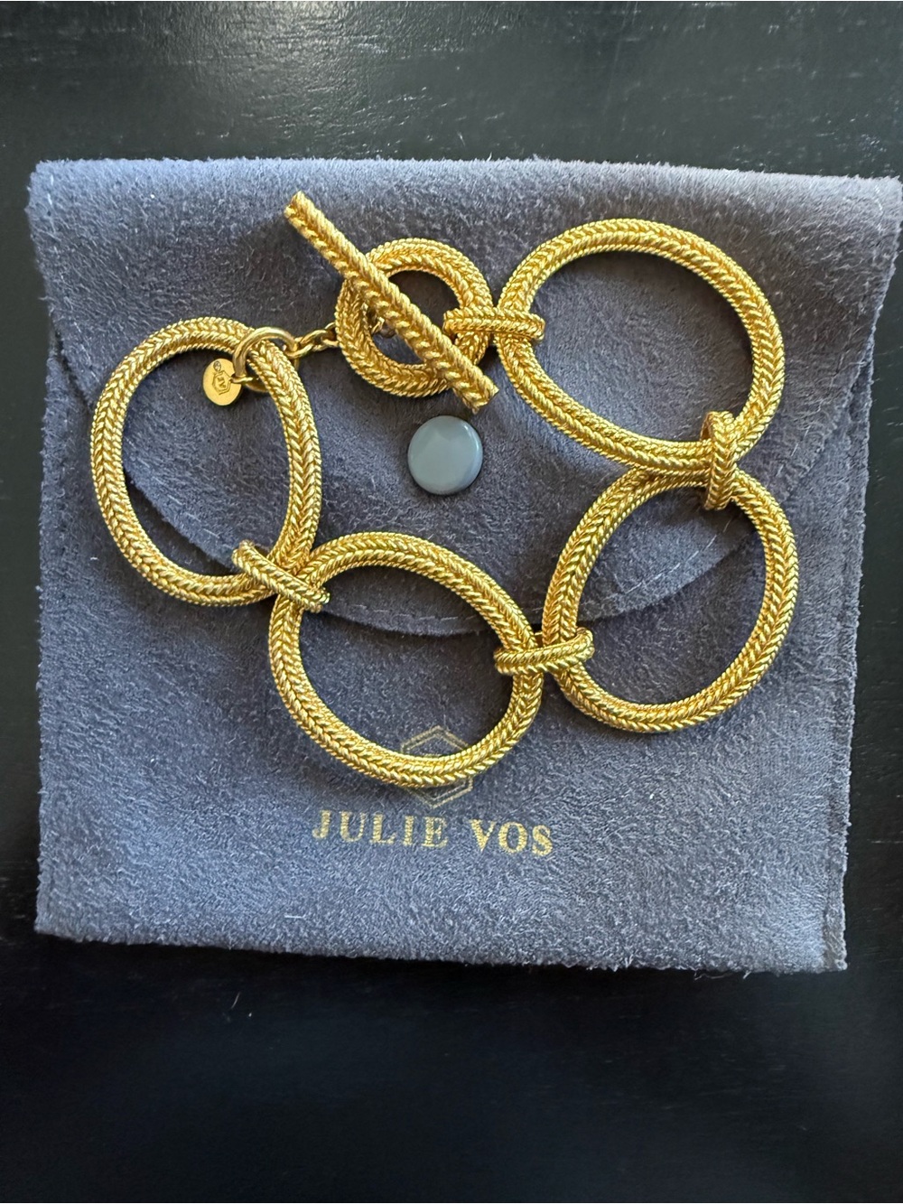 Julie Vos Gold Textured Circle Link Bracelet